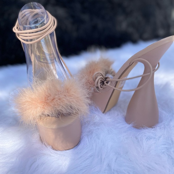 Tan Fur-Embellished Heels - Picture 2 of 6